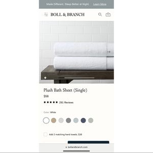 Boll & Branch Plush Bath Sheet White